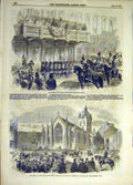Original Old Antique Print 1856 Dublin Royal Proclamation Peace Edinburgh 19th