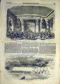 Original Old Antique Print 1855 Scene Nitocris Theatre Gray Portable Tent 19th