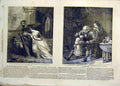 Original Old Antique Print 1855 Lauder Goodall Fine Art Lady Man Child Watch