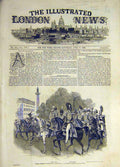 Original Old Antique Print 1846 Parade Inspection Troops Pacha Prince Albert