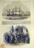 Original Old Antique Print 1846 Ibrahim Pacha Victory Salute Portsmouth Mayor
