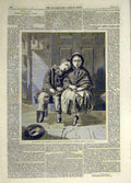 Original Old Antique Print 1861 Sermon Roberts Children Boy Girl Church 19th
