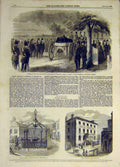 Original Old Antique Print 1858 Funeral Storekeeper Woolwich Arsenal Poplar 19th