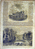 Original Old Antique Print 1860 Fox-Warren Surrey Building Valley Esk Chester