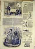 Original Old Antique Print 1846 Lyceum Theatre Scene Ladies Paris Fashions 19th