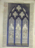 Original Old Antique Print 1859 Laughton Memorial Window Boston Church Sketch