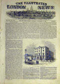 Original Old Antique Print 1845 Russell House Chesham Place Building Victorian