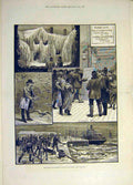 Old Antique Print 1881 Sketches Liverpool Frost Lord-Street Simson'S Bowl 19th