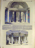 Original Old Antique Print 1851 Liverpool Crown Court Building St George'S Hall