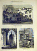 Original Old Antique Print 1881 Deanery Westminster Deans Tanley Study Victorian