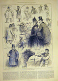 Original Old Antique Print 1887 Sketches Islington Cattle Show Judge Visitor