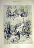 Original Old Antique Print 1894 Skinners Almshouses Mile-End Road Company Chapel