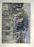 Original Old Antique Print 1890 Prussian Guards Corps Potsdam Riding-School 19th