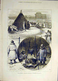 Original Old Antique Print 1880 Russian Sketches Laplanders Neva St Petersburg