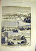 Original Old Antique Print 1882 Sketches Universities Boat-Race Previous Year