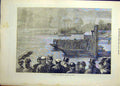 Original Old Antique Print 1872 Oxford Cambridge Boat-Race Start Universities