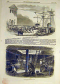 Original Old Antique Print 1854 Artillery Horses Sling Ship Vessle HWoolwich
