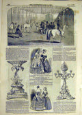 Original Old Antique Print 1846 Arab Horses Pimlico Queen Fashion Candelabra