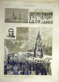 Original Old Antique Print 1887 Shakespeare Fountain Childs Burma Vaughan Wasp