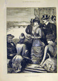 Original Old Antique Print 1882 Boat Race Attractions Ladies University 19th