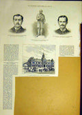 Old Antique Print 1882 Dobson Hill Statue Richardson Darwen Market-House 19th
