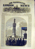 Original Old Antique Print 1865 Berkshire Monument Prince Consort Abingdon 19th