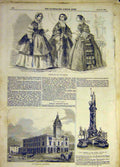 Original Old Antique Print 1857 Fashions Ladies Chesterfield Market Bombay Plate