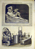 Old Antique Print 1862 Prometheus Marble Statue Croft Ice-Making Machine 19th