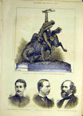 Old Antique Print 1879 Statue Birch Last-Call Bright Wynne Grant Military 19th