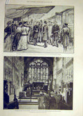Original Old Antique Print 1895 Warwickshire Railway Station Prince Wales Church