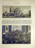 Old Antique Print 1875 Quinton Convalescent Cottage Harvest Festival City 19th
