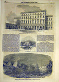 Original Old Antique Print 1854 Birmingham Railway Station Beaumaris Collier