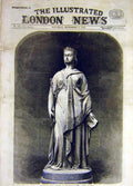 Original Old Antique Print 1858 Statue Queen Victoria Leeds Townhall Victorian