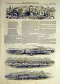 Old Antique Print 1846 Prince Albert Visit Liverpool Woodside Ships Boats 19th