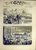 Old Antique Print 1876 Glasgow Prince Wales Volunteer Review Post Office 19th