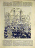 Original Old Antique Print 1872 Prince Wales Quay Yarmouth Procession Victorian
