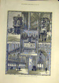Original Old Antique Print 1876 Restorations Chester Cathedral Organ Building