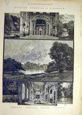Original Old Antique Print 1885 English Homes Blenheim Rosamond Well Obelisk