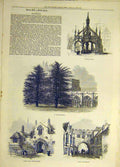 Original Old Antique Print 1872 Sketches Salisbury Market-Cross Cloisters Gate
