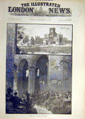 Original Old Antique Print 1895 Leeds Kirkstall Abbey Building 19th