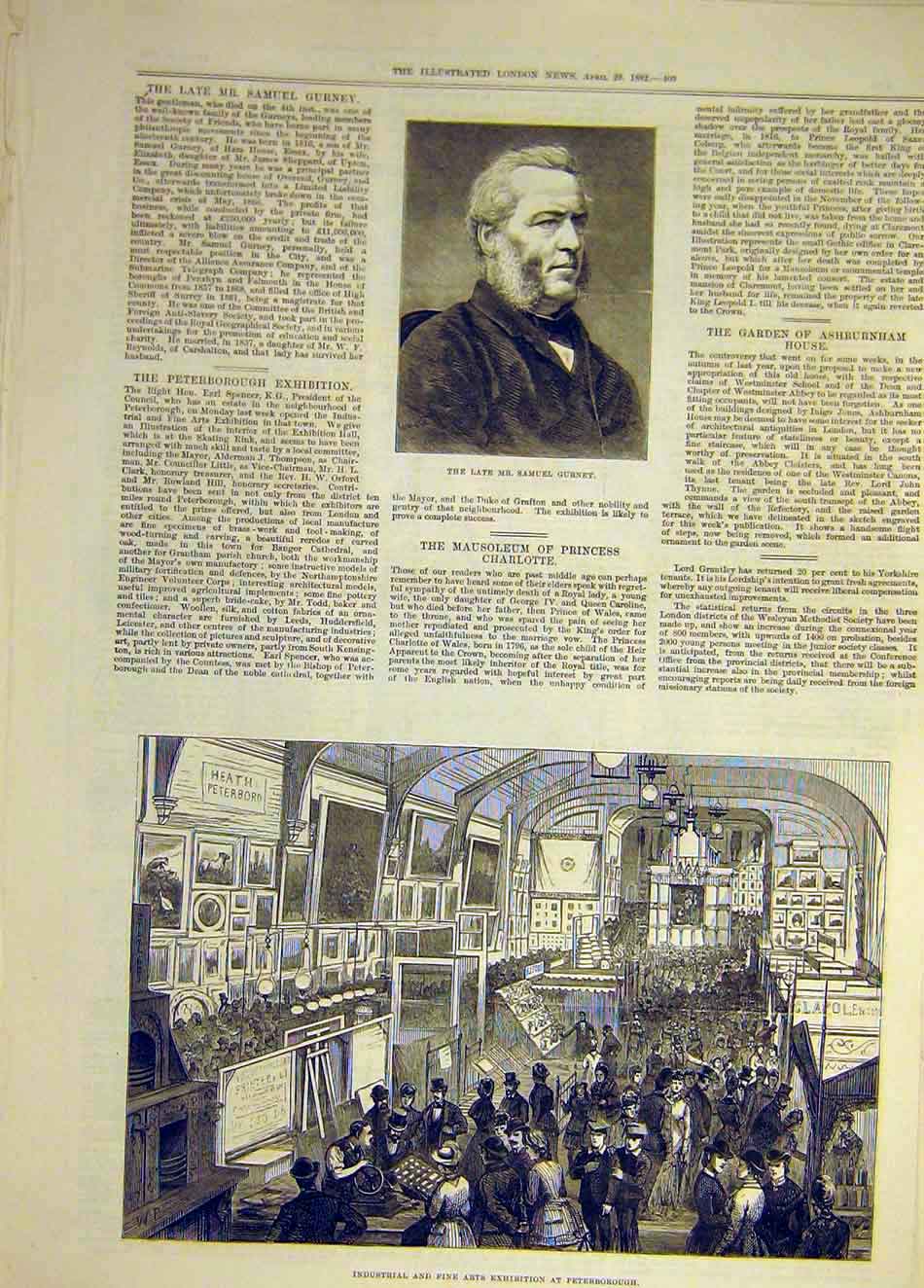 Original Old Antique Print 1882 Portrait Gurney Peterborough Industrial Fine Art