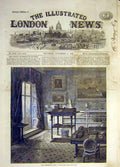 Original Old Antique Print 1865 Plamerston Study Broadlands 19th