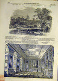Old Antique Print 1847 Windsor Castle Vandyck Room Building Court Return 19th