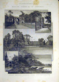 Original Old Antique Print 1887 Longleat Montbard English Homes Building 19th