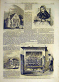 Original Old Antique Print 1859 Kerry Suffolk Highgate Church Cardigan Norwich