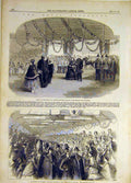 Original Old Antique Print 1858 Gravesend Prince Princess William Bridal Flowers