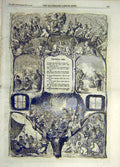 Original Old Antique Print 1860 Christmas Verse Merry Sketches Children Presents