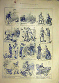 Original Old Antique Print 1885 Anti-Canine Protest Dog Sketches 19th
