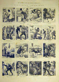 Original Old Antique Print 1883 Pictorial Charades Syllable Sketches Victorian