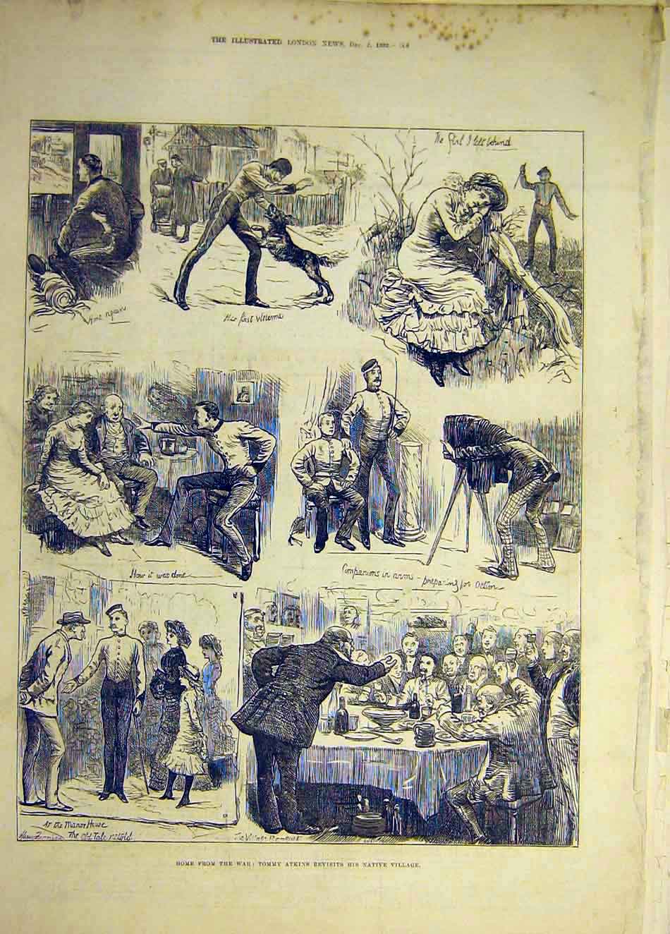 Original Old Antique Print 1883 Matrimonial Suit Atkinson Sketches Comedy 19th